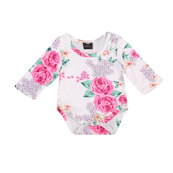 Baby Girl  Rose Flower One-piece Long Sleeve  0-18M