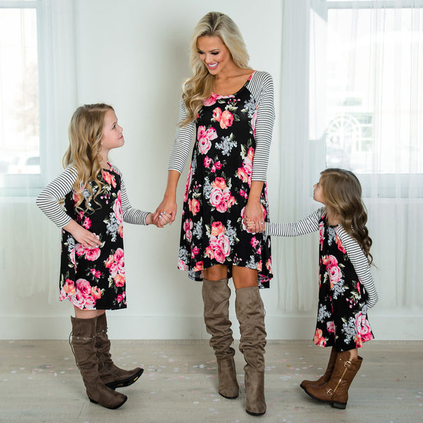 Black/Pink Floral Dress