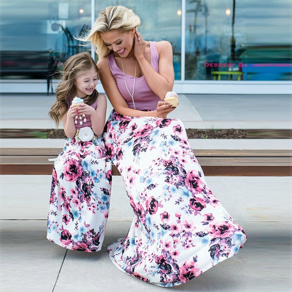 Long Pink/Floral Dress