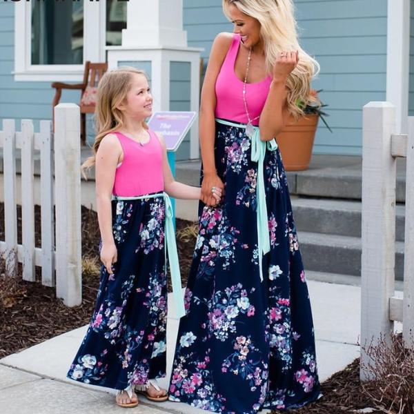 Long Pink/Floral Dress