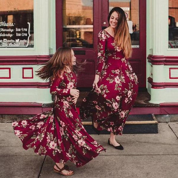 Crimson Floral Dress