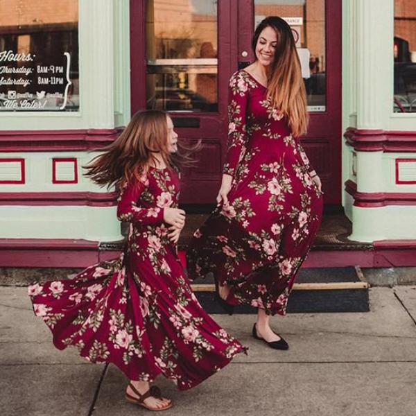 Crimson Floral Dress